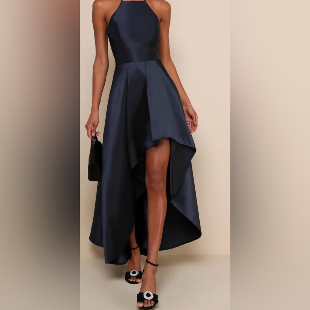 Lulu's Midnight Blue High-Low Gown